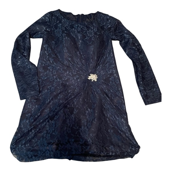 Elegant hand tailored Navy Lace Dress. Mother of the bride. Special occasion - Picture 3 of 8